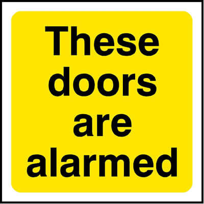 These doors are alarmed sign