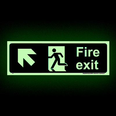 Fire Exit Left Up (Glow-in-the-dark)