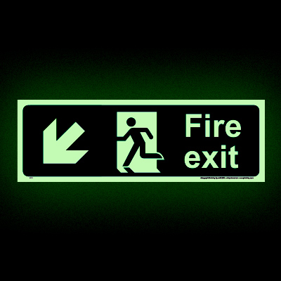 Fire Exit Left Down (Glow-in-the-dark)