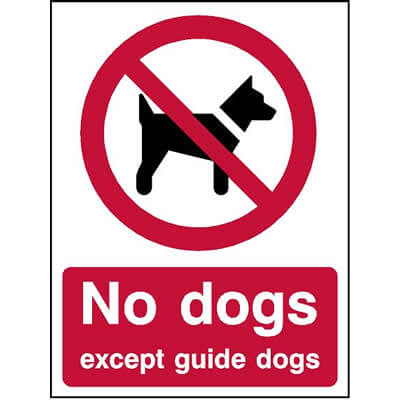 No dogs except guide dogs