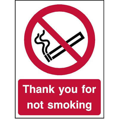 Thank you for not smoking sign