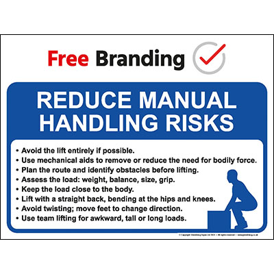 Reduce manual handling risks sign (Quickfit)