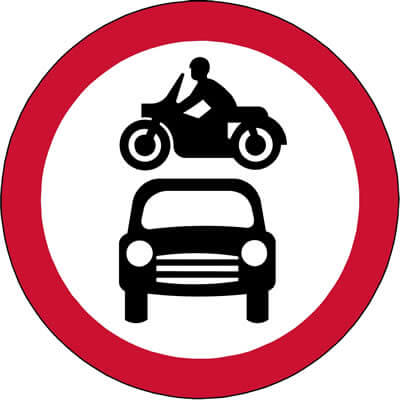 Motor vehicles prohibited