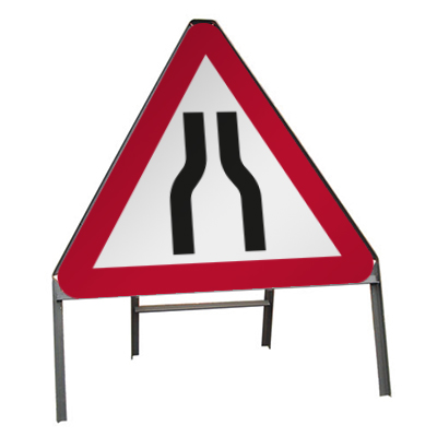 Road narrows on both sides ahead (Temp.)